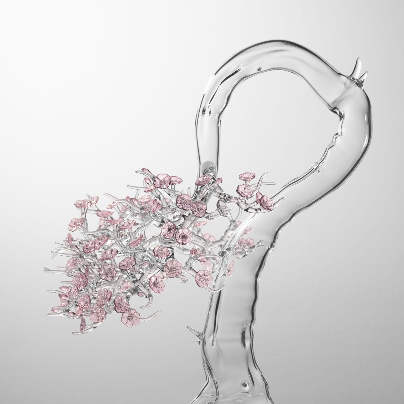 Italian Contemporary Blossom Bonsai Hand Blown Glass Sculpture 2023 #02 Simone Crestani For Sale
