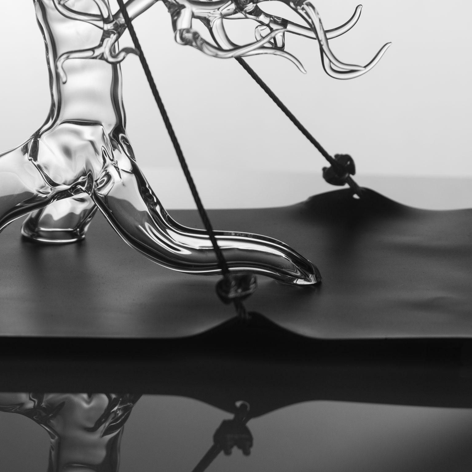 Italian Contemporary Tensione Estetica Hand-Blown Glass and Metal Sculpture For Sale