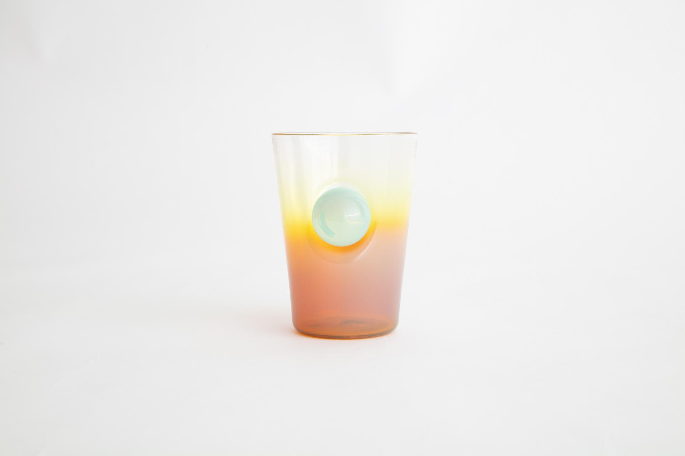 Modern Handblown Glass Sunrise Sunset Cup 4 For Sale