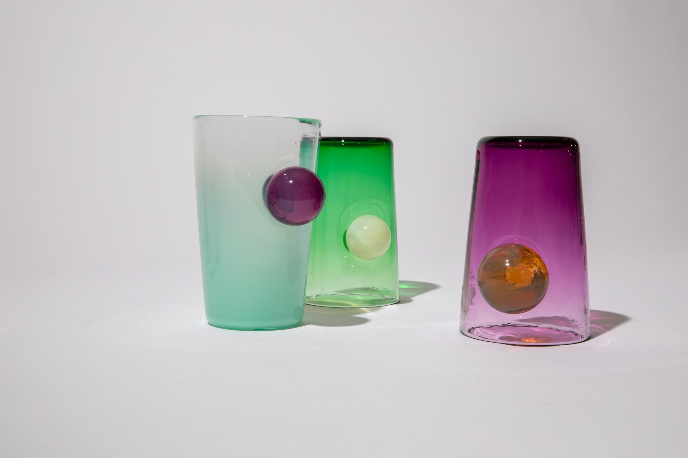 Hand-Crafted Sunrise Sunset Cup 5 Handblown Glass Tumbler For Sale