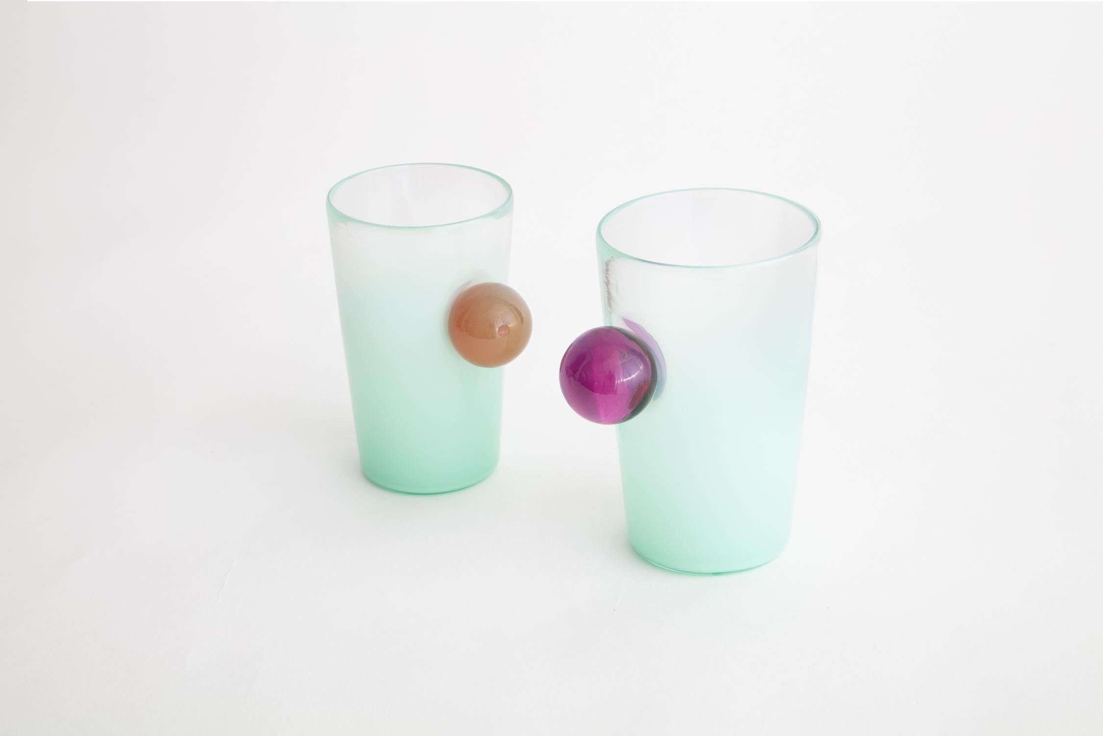 Taza de cristal soplado amanecer atardecer 6 Estadounidense en venta