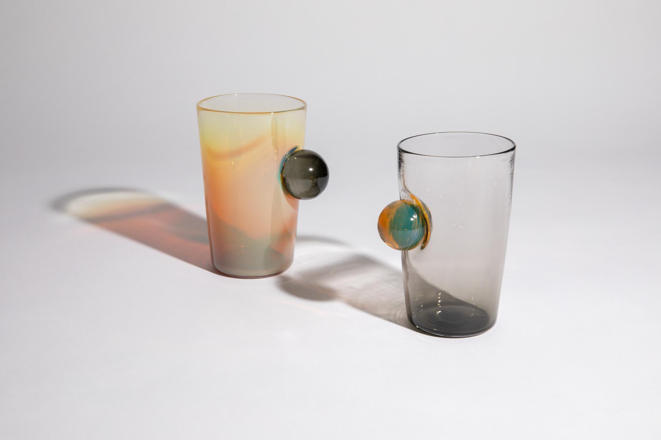 Hand-Crafted Handblown Glass Sunrise Sunset Cup 7 For Sale
