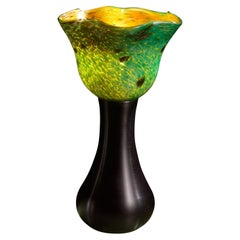 Hand Blown Glass Table Lamp with Cast Aluminum Base