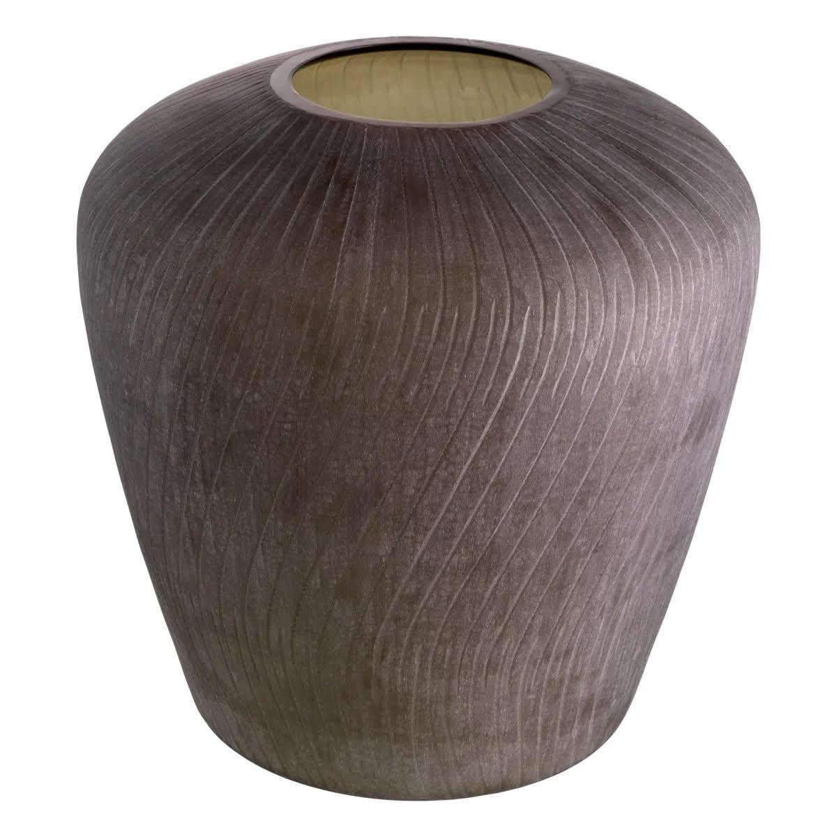 Moderno Vaso in vetro soffiato a mano, colore marrone, imitazione della pietra. in vendita