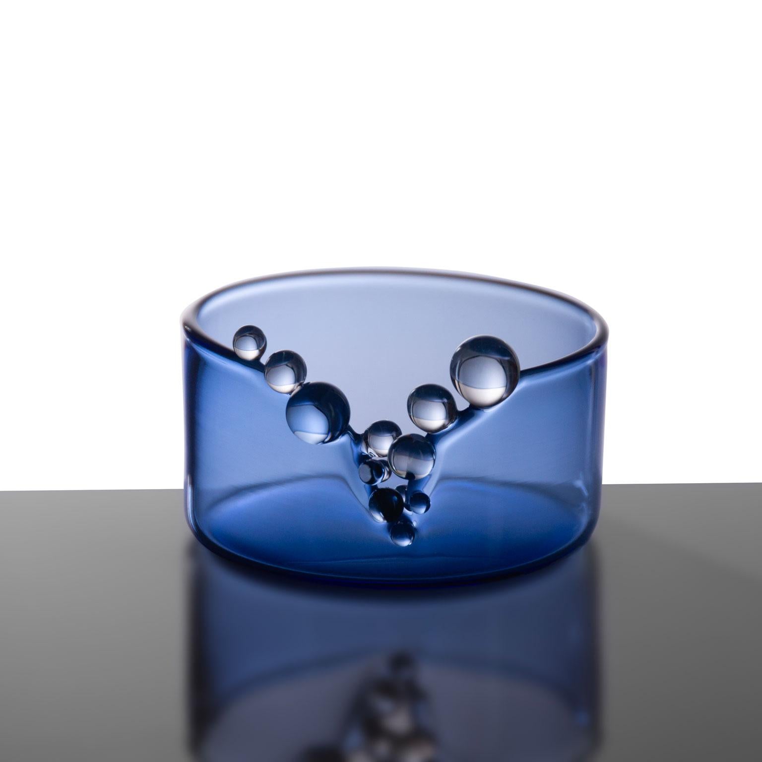 Modern Hand Blown Glass Vase  Bubble Kintsugi #Blue 2023 by Simone Crestani