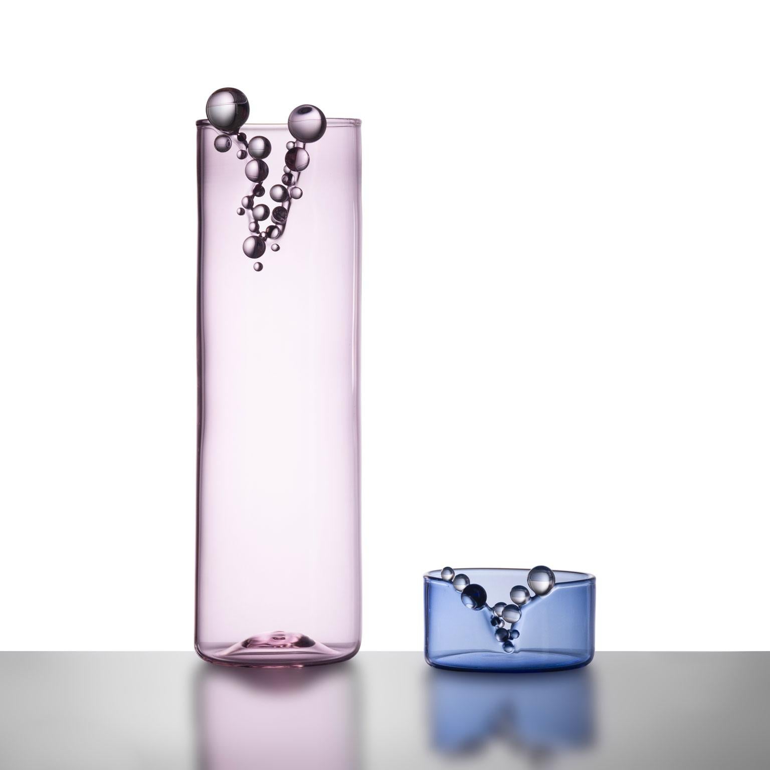 italien Vase en verre soufflé à la main  Kintsugi n° Bleu 2023 par Simone Crestani