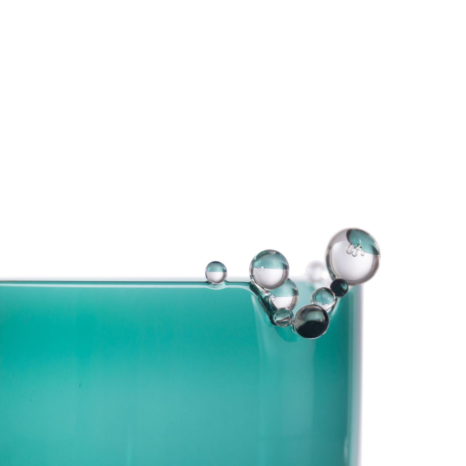 Modern Hand Blown Glass Vase  Bubble Kintsugi #Sea Green 2023 by Simone Crestani