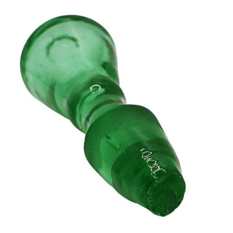 Art Glass Hand Blown Glass Wine Decanter Bottle Stoppers in Green and Brown, Set of 3 For Sale