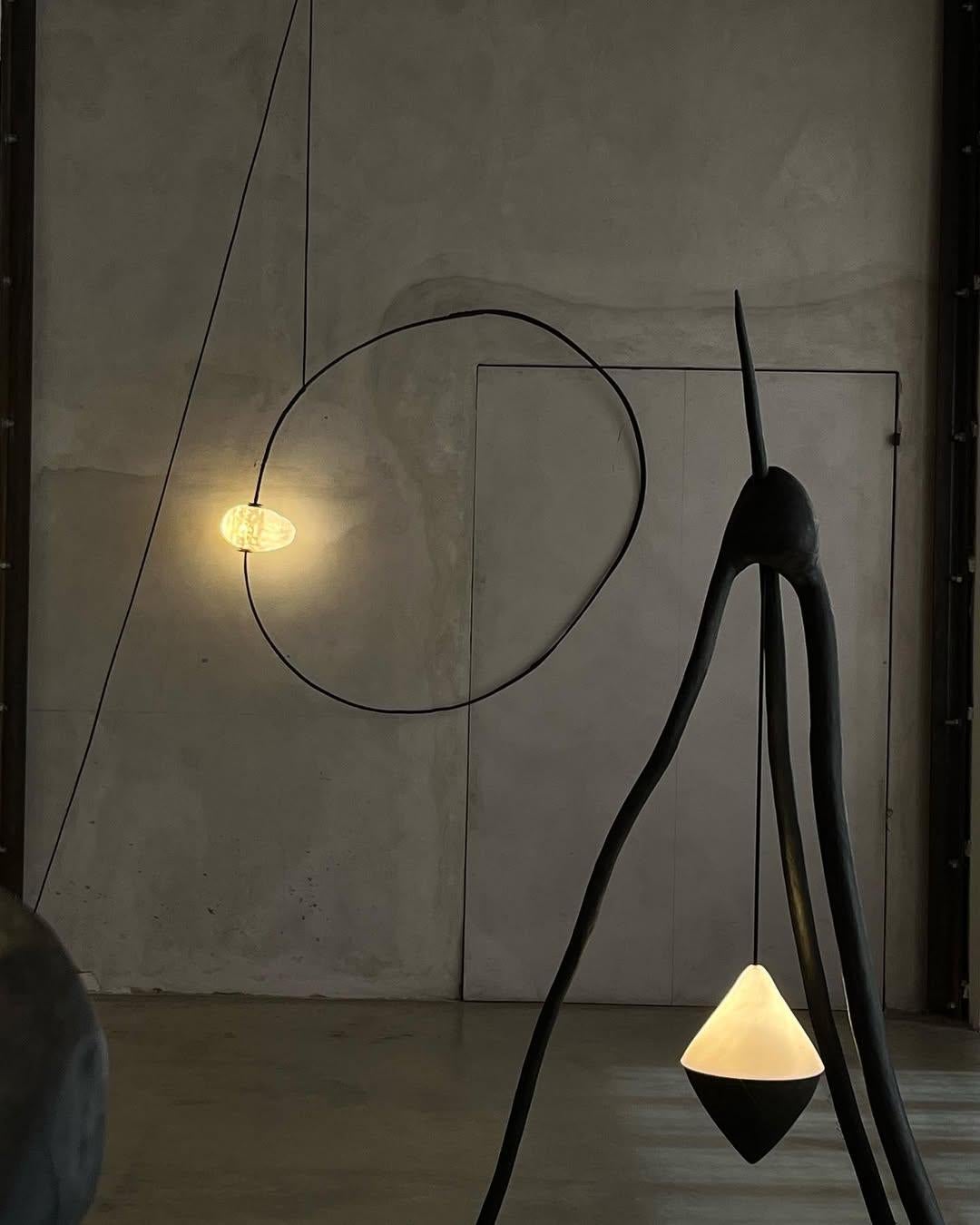 Hand-Blown Glass with Wood Frame Organic Wall Light by Jérôme Pereira For Sale 2