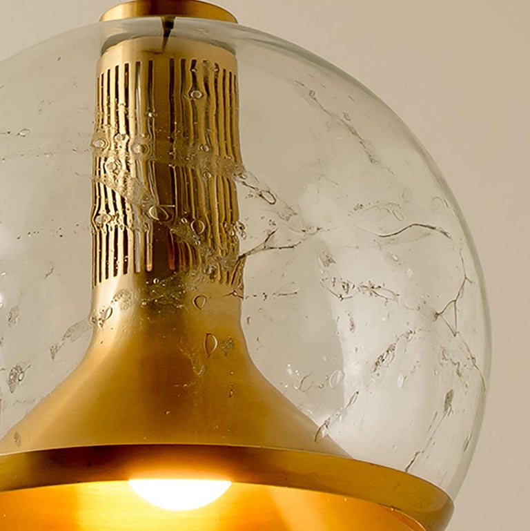 Late 20th Century Hand Blown Gold Glass Pedant Light by Doria, Germany, 1970s For Sale