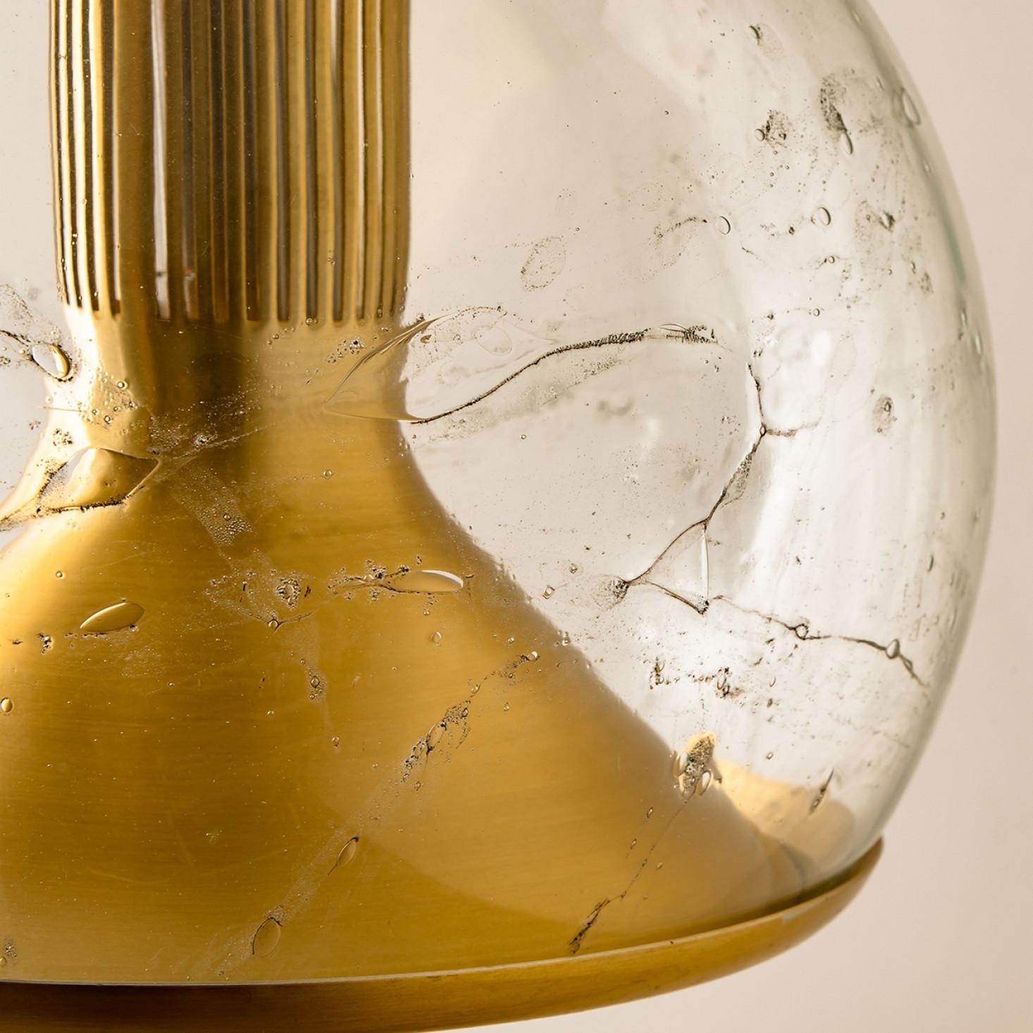 Hand Blown Gold Glass Pedant Light by Doria, Germany, 1970s For Sale 2