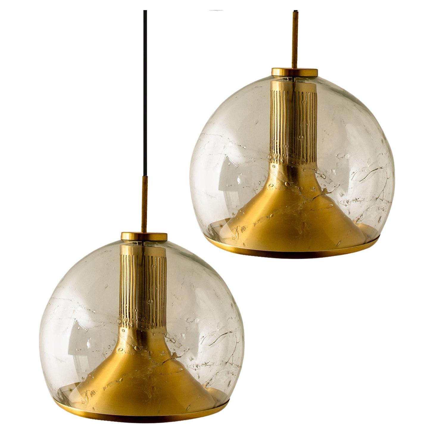 Hand Blown Gold Glass Pedant Light by Doria, Germany, 1970s