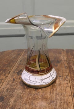 Hand Blown Hand Painted French Aesthetic Movement Art Glass Vase
