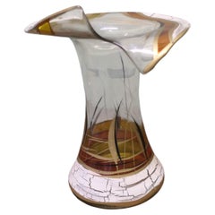 Hand Blown Hand Painted French Aesthetic Movement Art Glass Vase