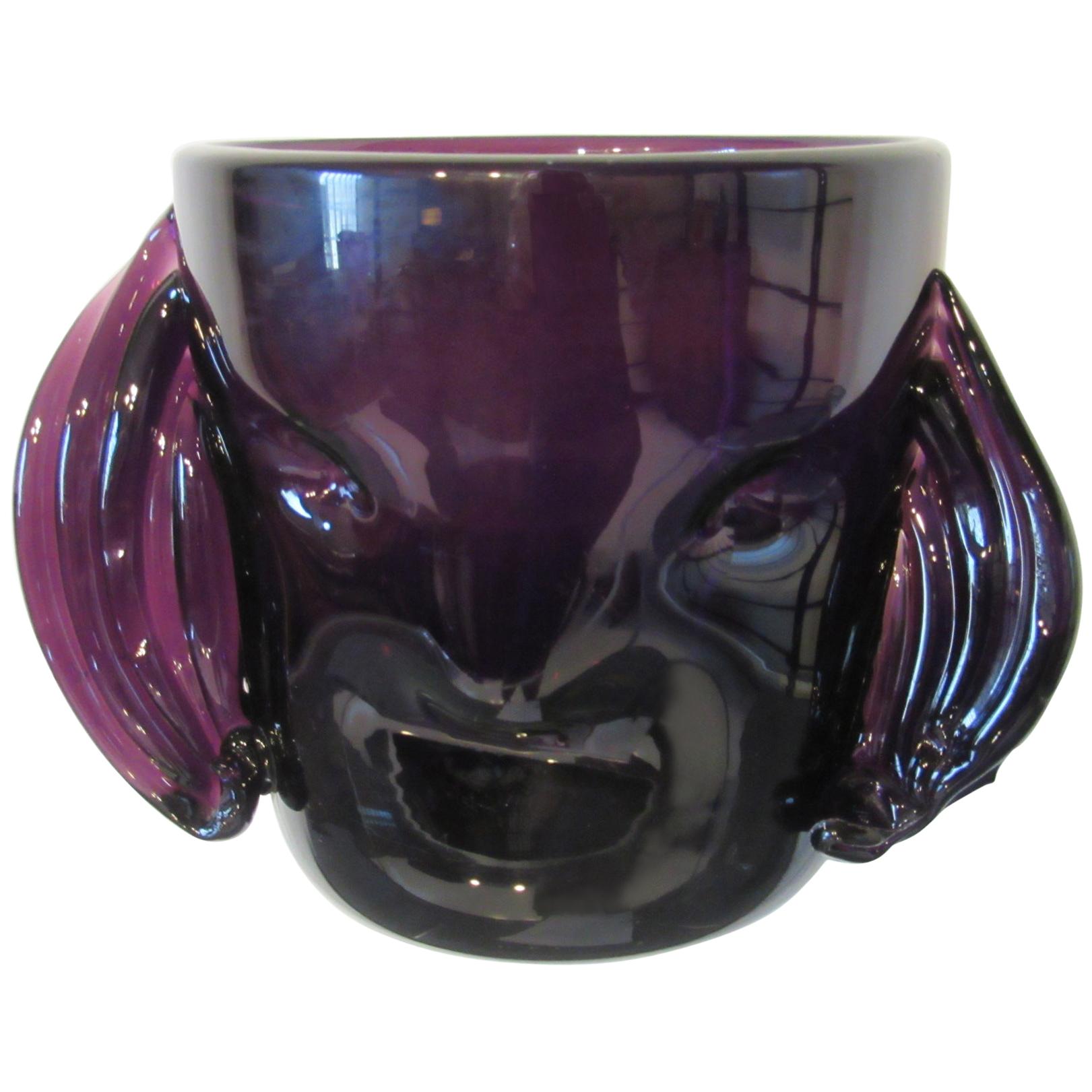 Hand Blown Head Vase Attributed to Blenko Glass / Hank Adams For Sale