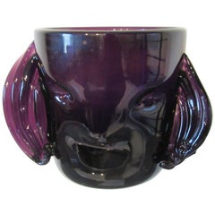Vaso di vetro con testa soffiata a mano attribuito a Blenko da Hank Adams