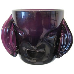 Vintage Hand Blown Head Vase Attributed to Blenko Glass / Hank Adams