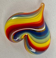 Hand Blown Heart Shaped Art Glass Paperweight-Signed Fine '07