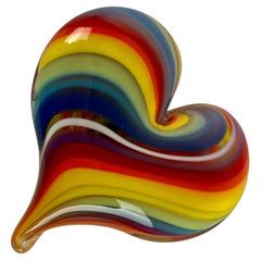 Hand Blown Heart Shaped Art Glass Paperweight-Signed Fine '07