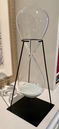Hand Blown Hour Glass on a Custom Iron Stand