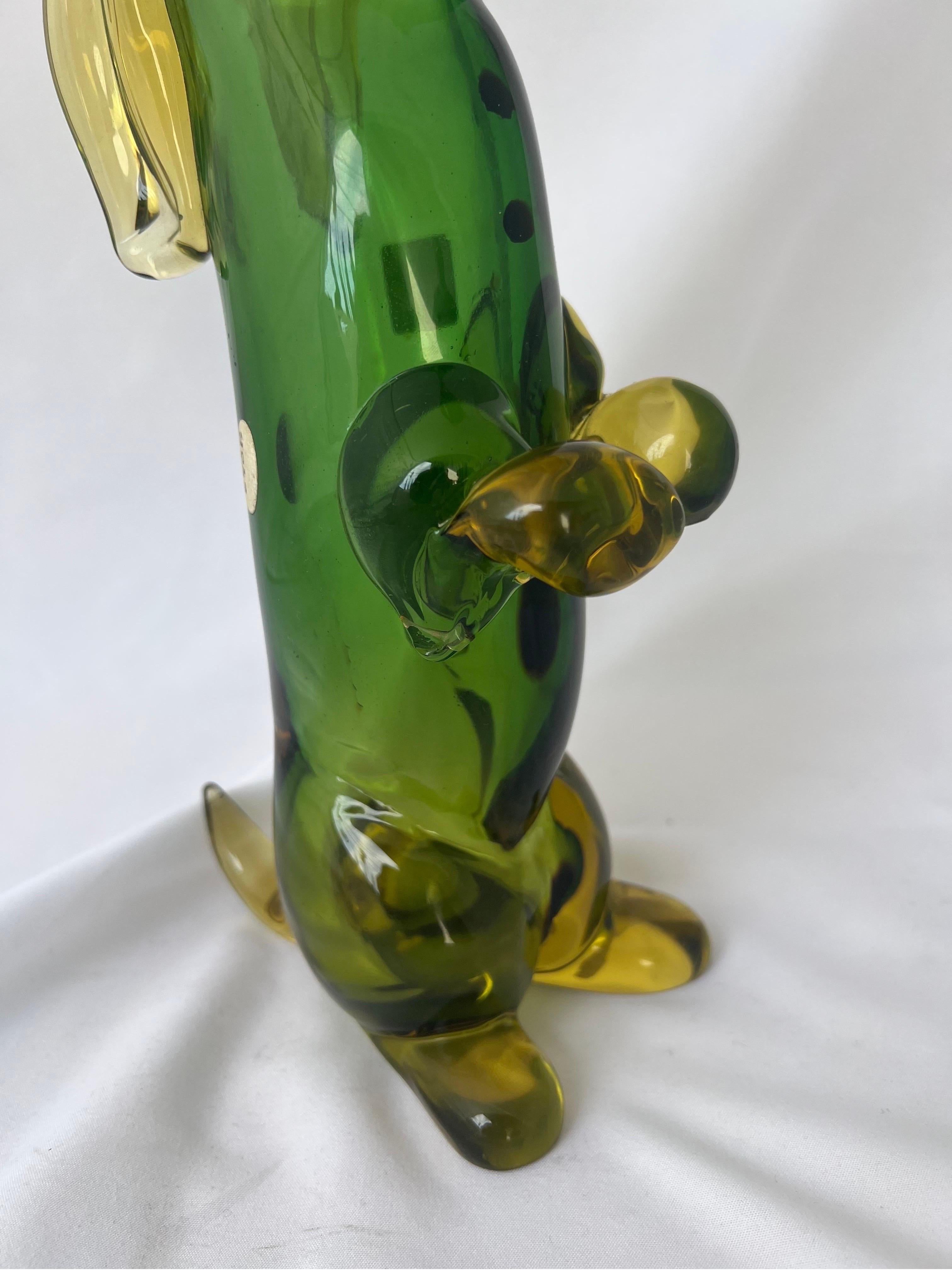Blown Glass Hand Blown Italian Decanter Depicting A Dog For Sale