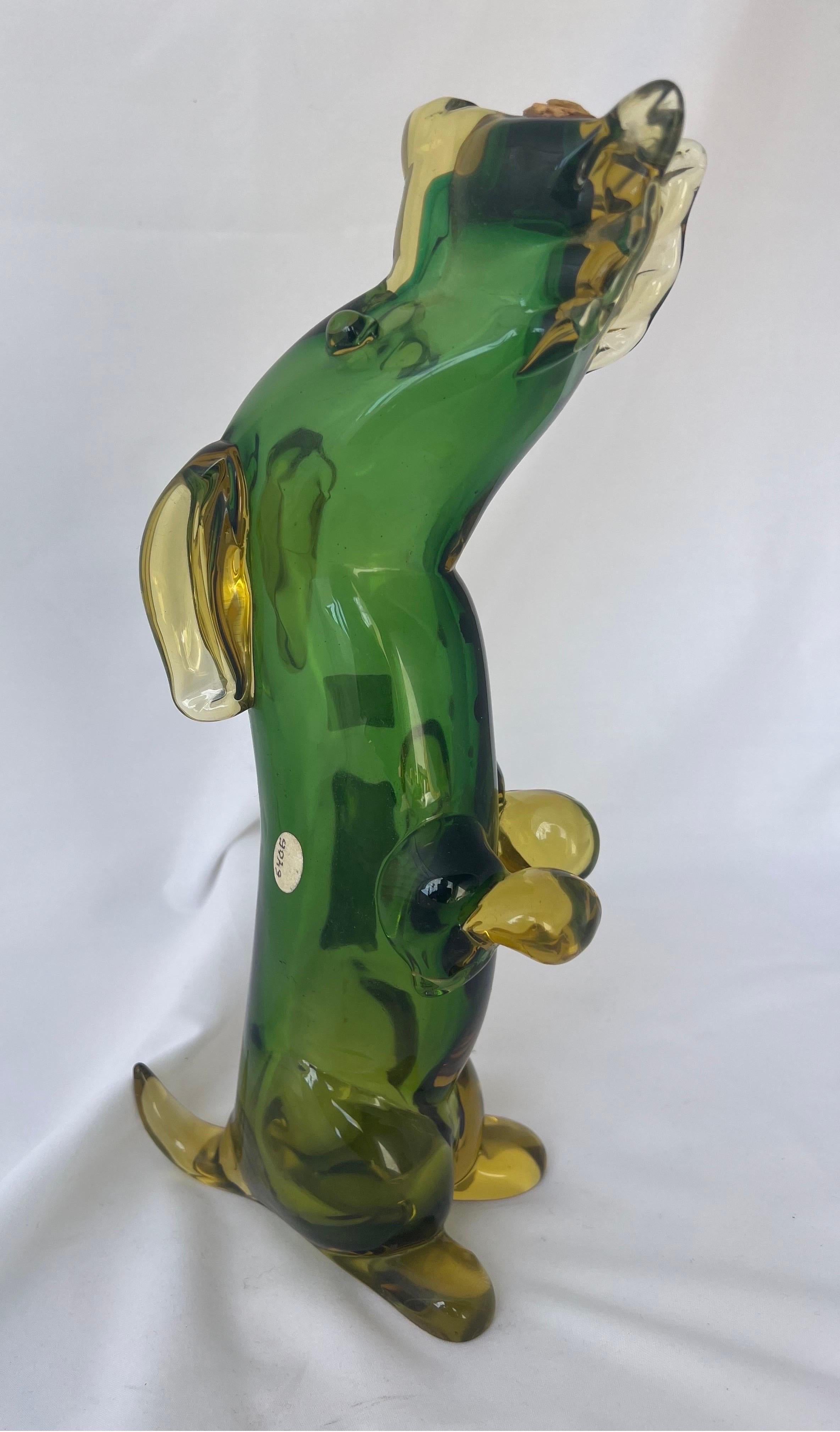 Hand Blown Italian Decanter Depicting A Dog For Sale 2