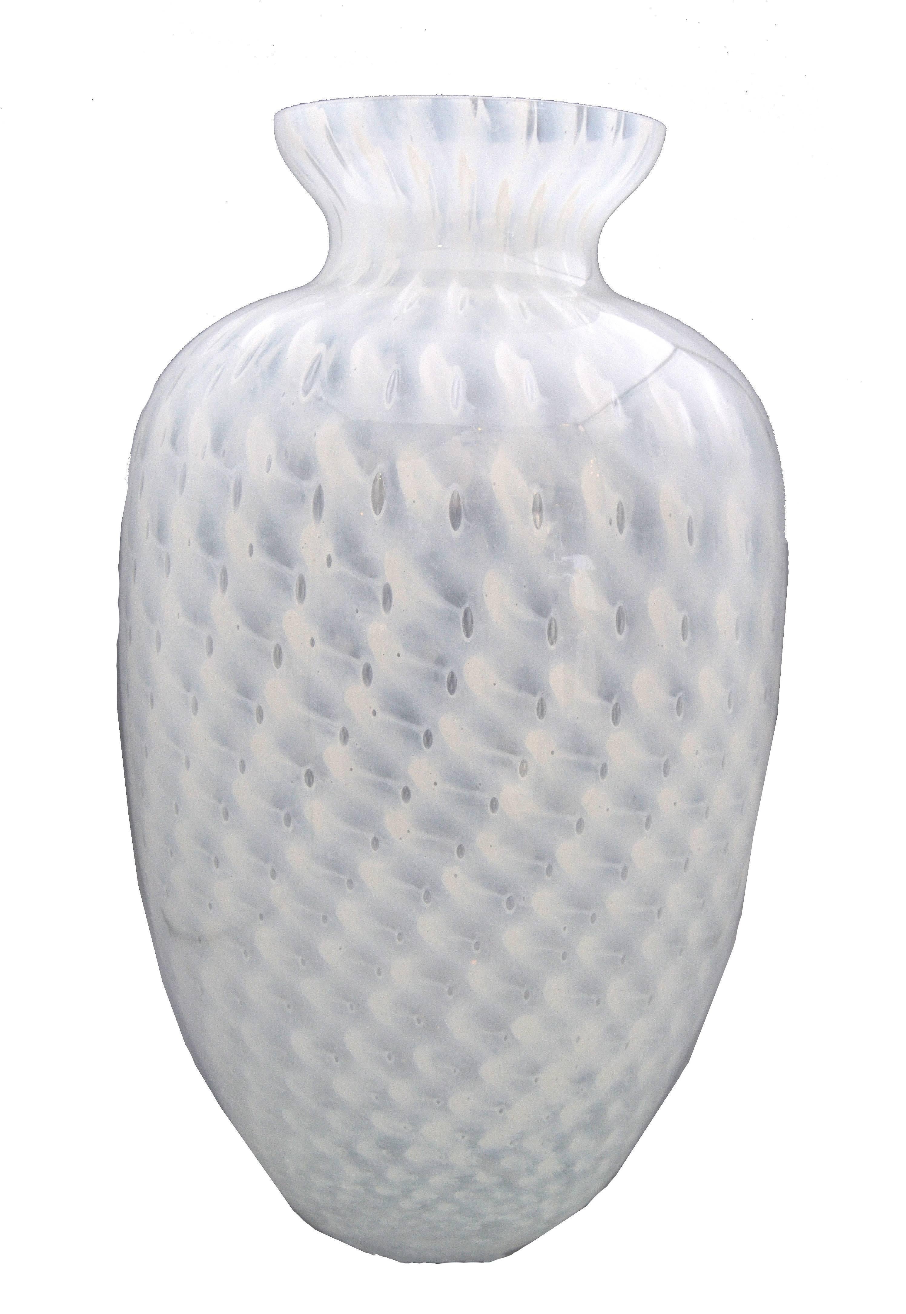 Large Italian handblown Murano art glass vase.
Marked at the opening.
 