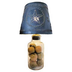 Hand Blown Lamp with Fruit and Star Punch Tin Shade
