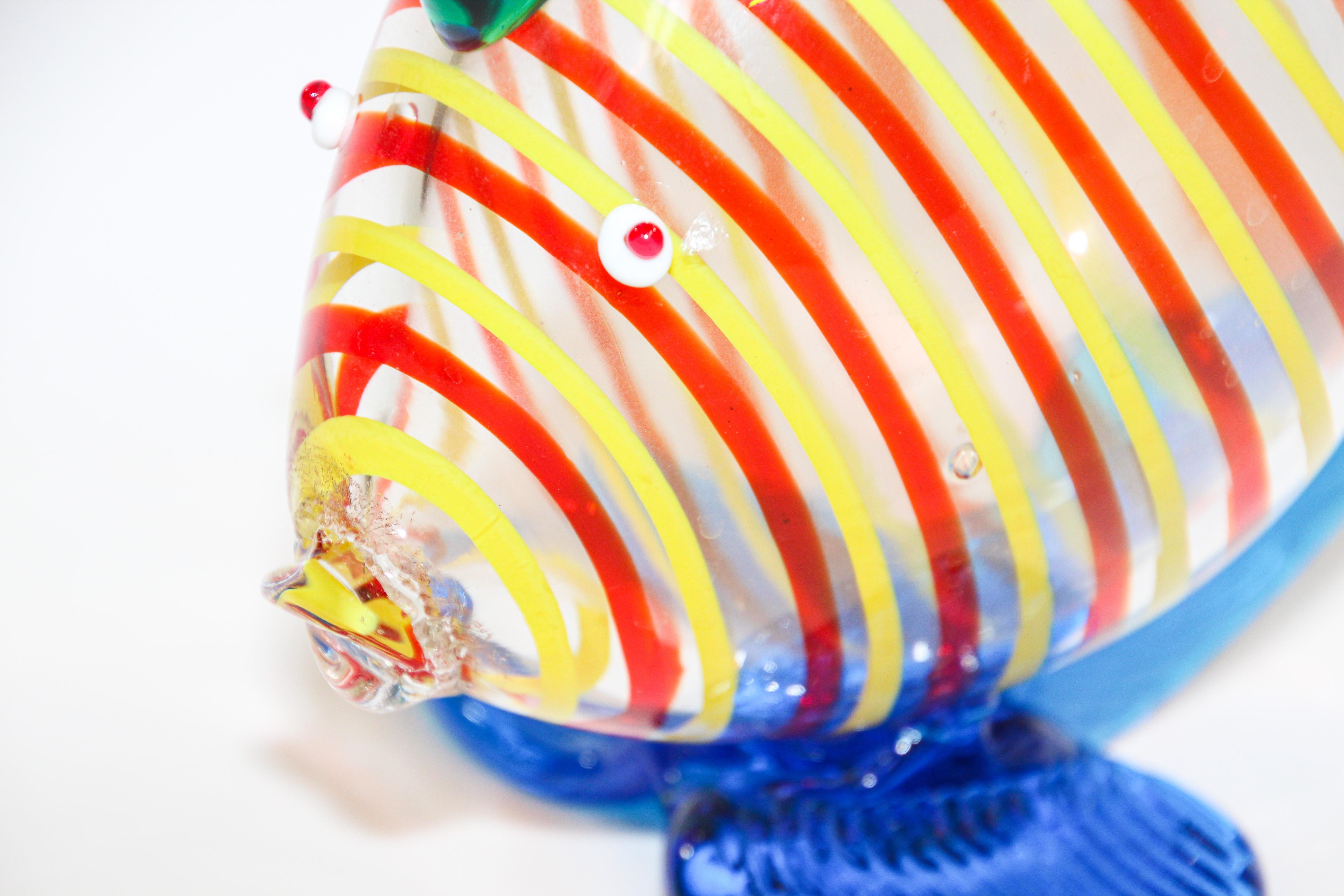 Art Glass Hand Blown Large Murano Glass Blue Fish
