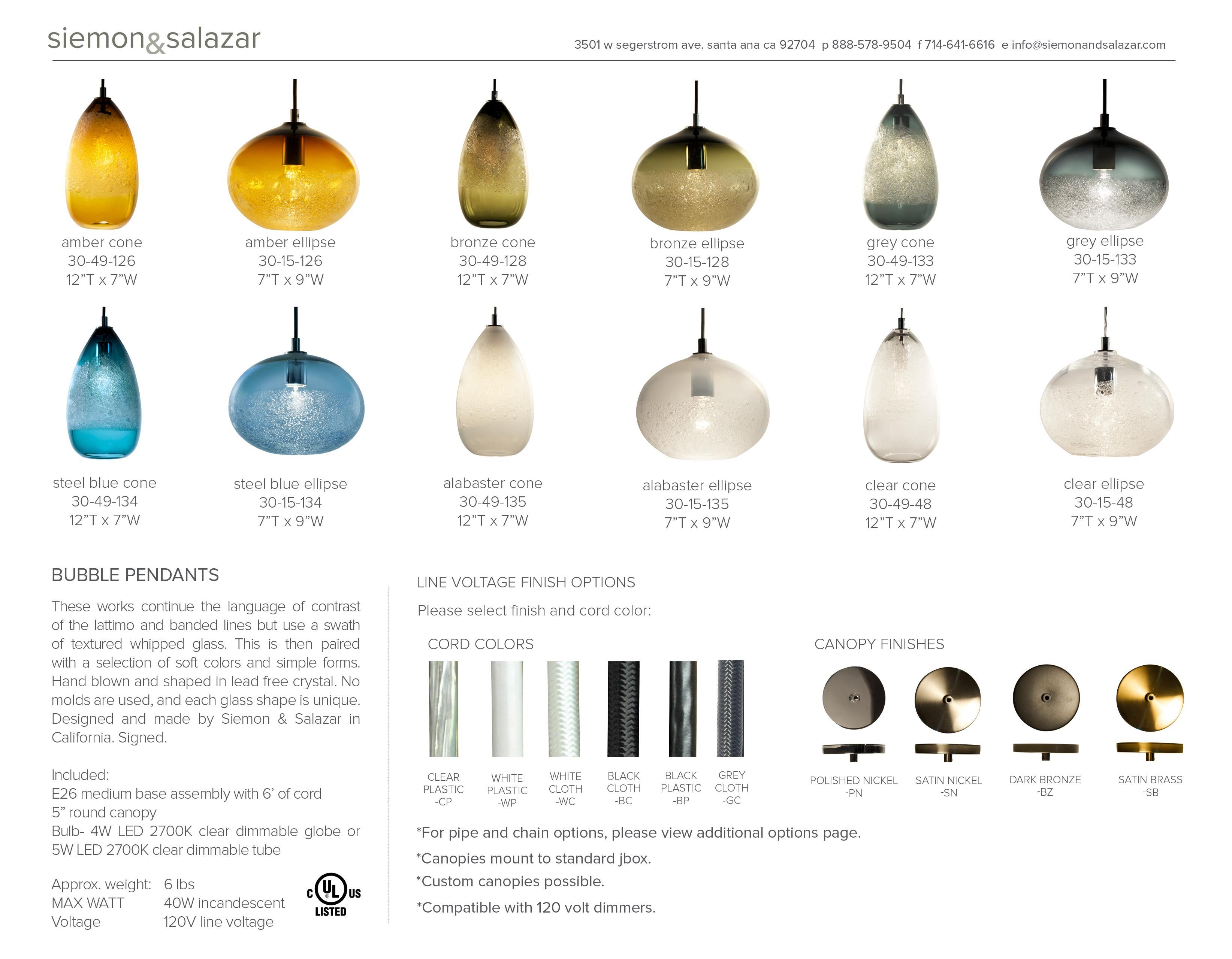 Contemporary Clear Ellipse Bubble Pendant Light, Hand Blown Glass - Made to Order For Sale