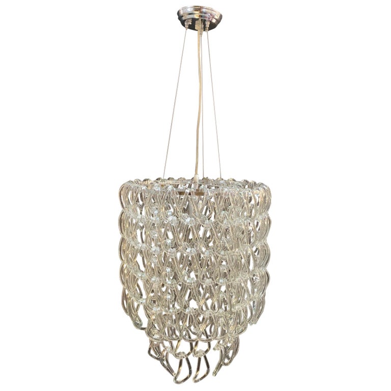 Hand Blown Linked Glass Chandelier For Sale at 1stDibs