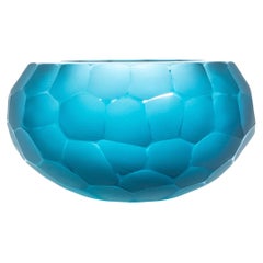 Hand-Blown Modern Murano Bowl in Aquamarine