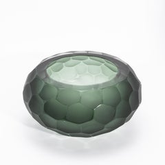 Hand-Blown Modern Murano Bowl in Eucalyptus Green