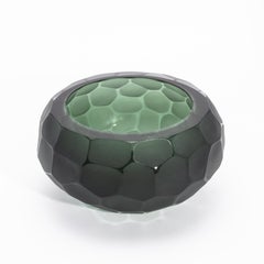 Hand-Blown Modern Murano Bowl in Eucalyptus Green