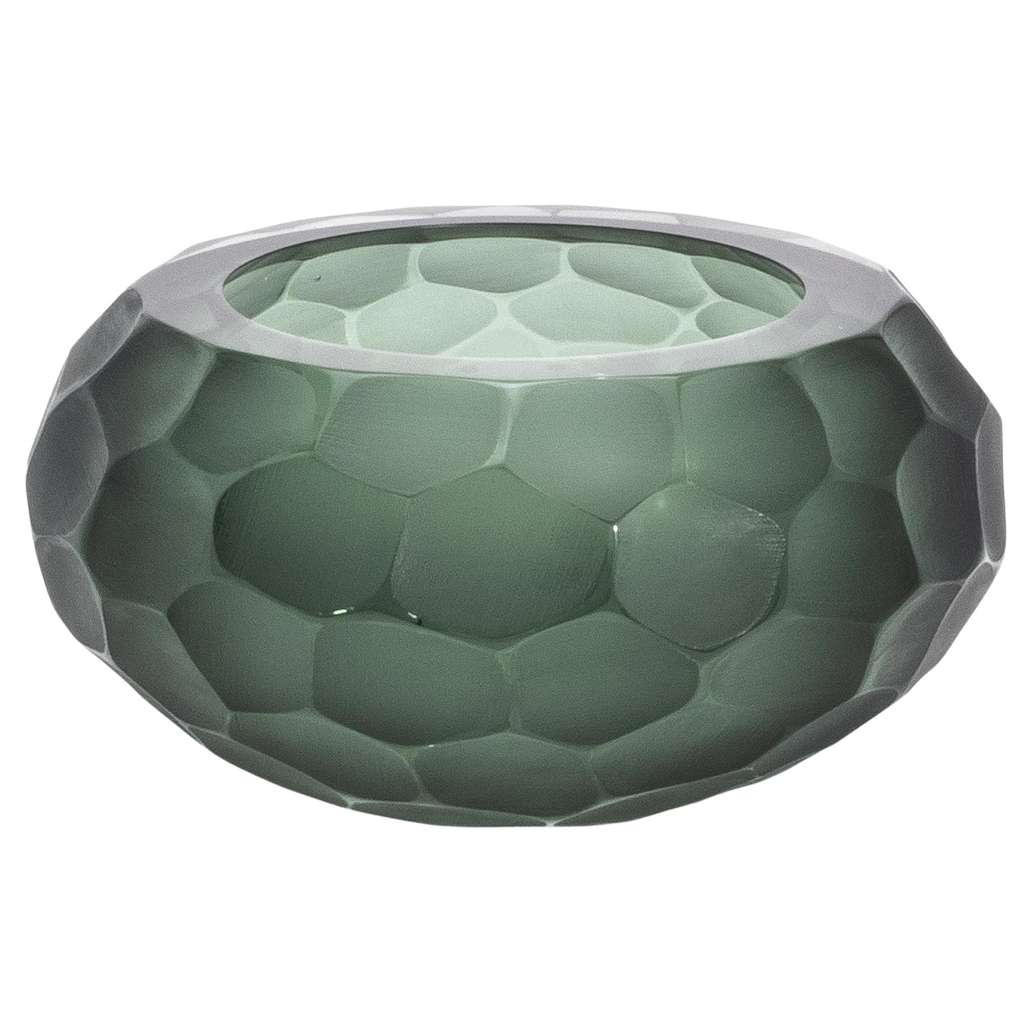 Bol moderne de Murano soufflé à la main, vert eucalyptus