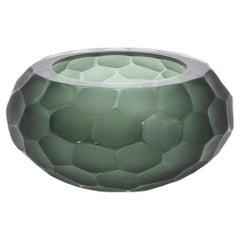 Hand-Blown Modern Murano Bowl in Eucalyptus Green Large