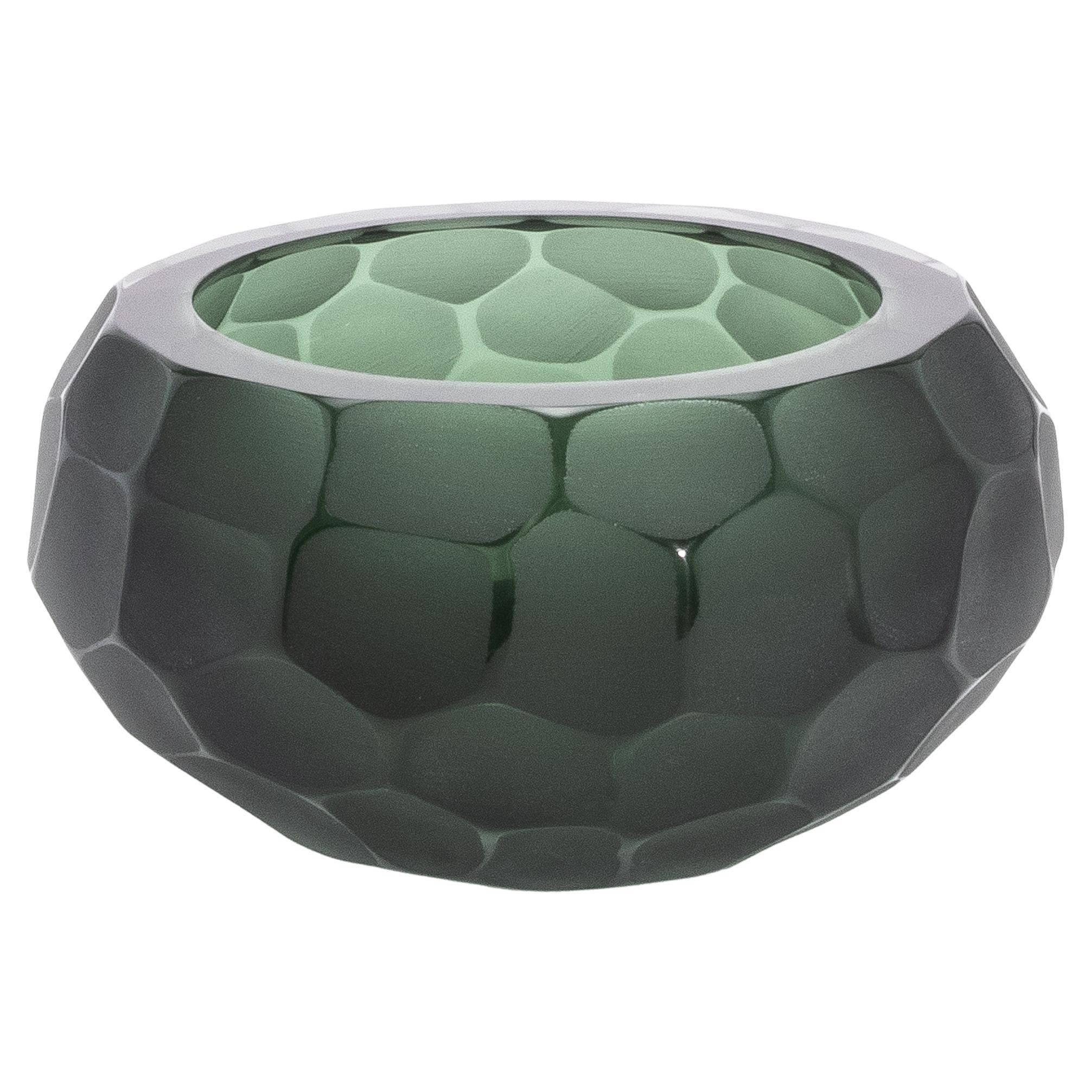 Hand-Blown Modern Murano Bowl in Eucalyptus Green Medium