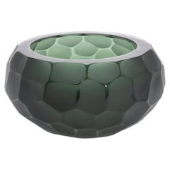Hand-Blown Modern Murano Bowl in Eucalyptus Green Medium
