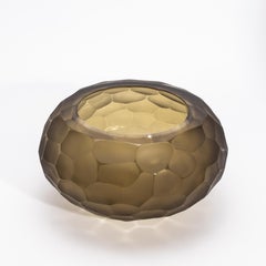 Hand-Blown Modern Murano Bowl in Olive Green