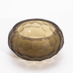 Hand-Blown Modern Murano Bowl in Olive Green Medium