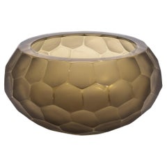 Hand-Blown Modern Murano Bowl in Olive Green Medium