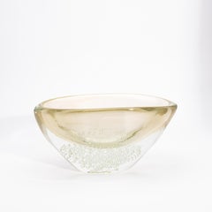 Hand-Blown Modern Murano Bowl with 24-karat Gold Flecks and Bubbles