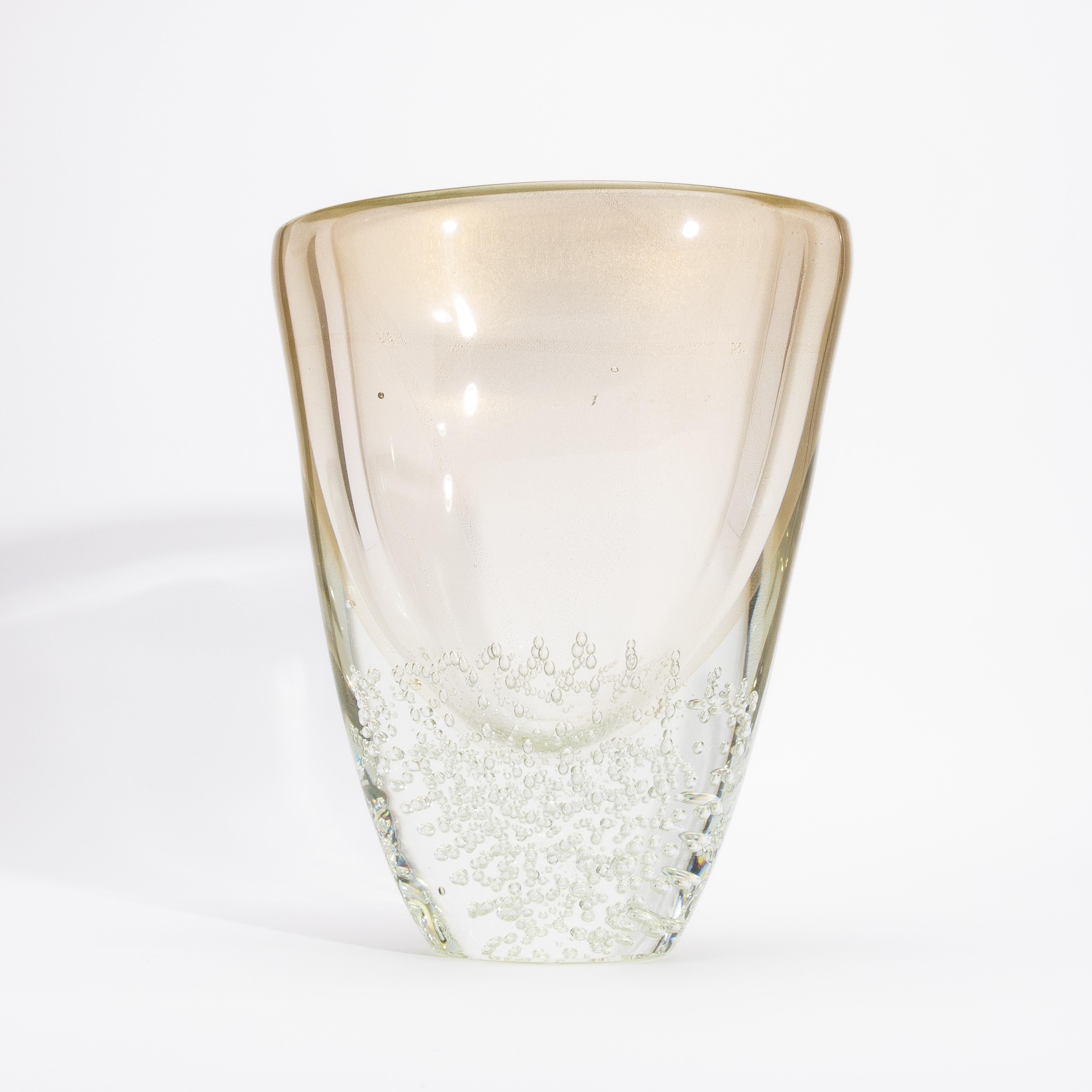 Handgeblasene moderne Murano-Vase mit 24-karätigen Goldflecken und -blasen im Angebot 5