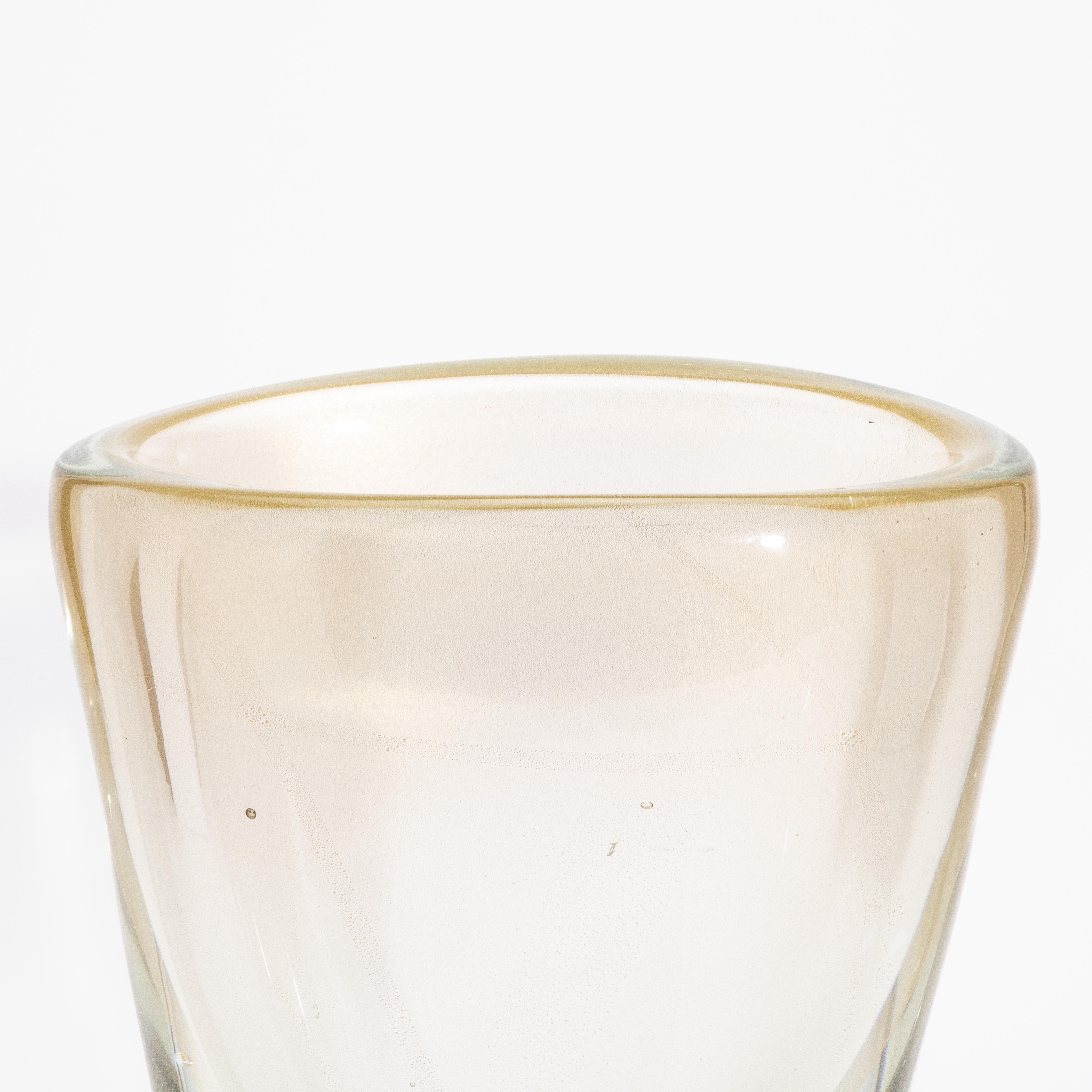 Handgeblasene moderne Murano-Vase mit 24-karätigen Goldflecken und -blasen (21. Jahrhundert und zeitgenössisch) im Angebot