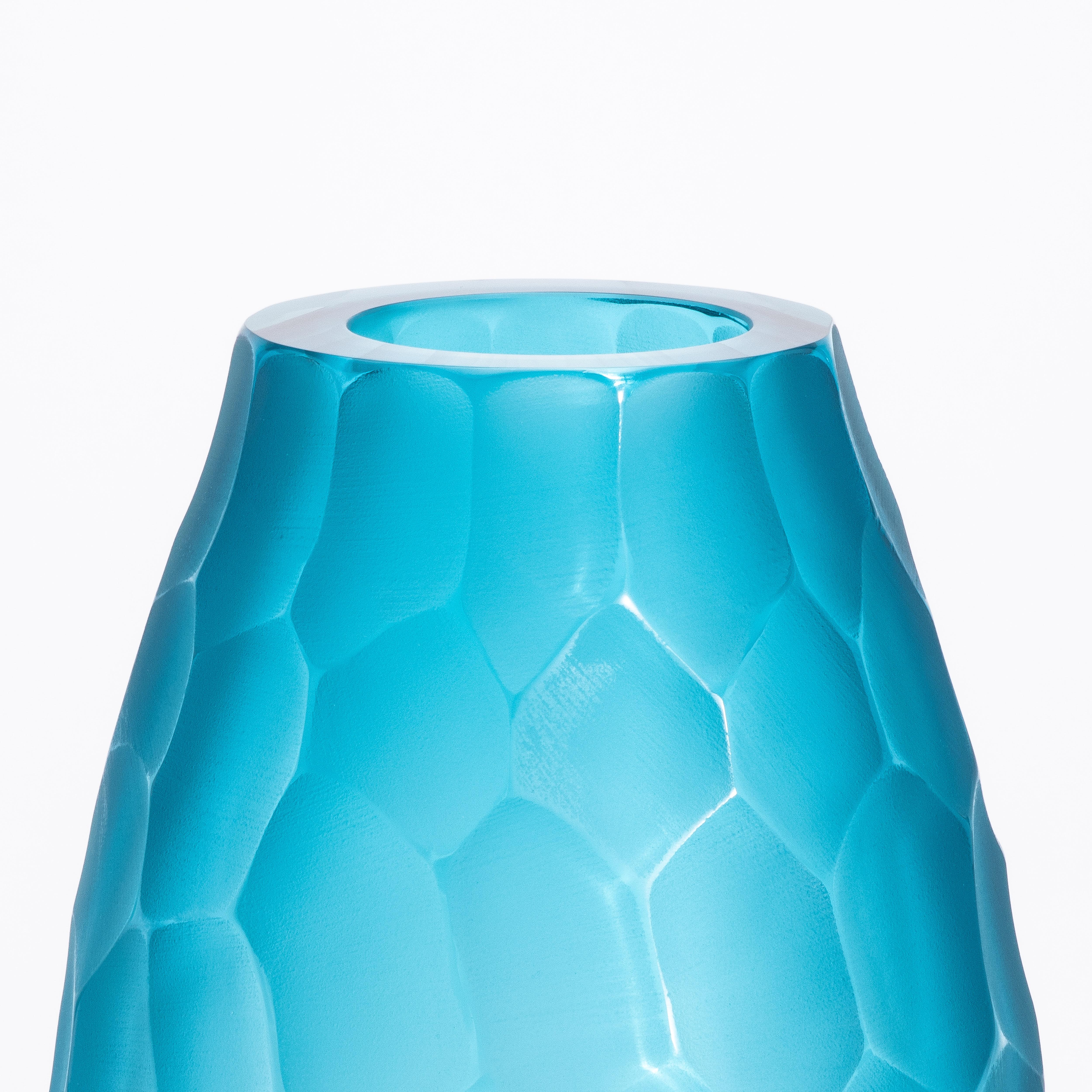 Handgeblasene moderne große Murano-Vase in Aquamarin groß im Zustand „Neu“ im Angebot in West Hollywood, CA