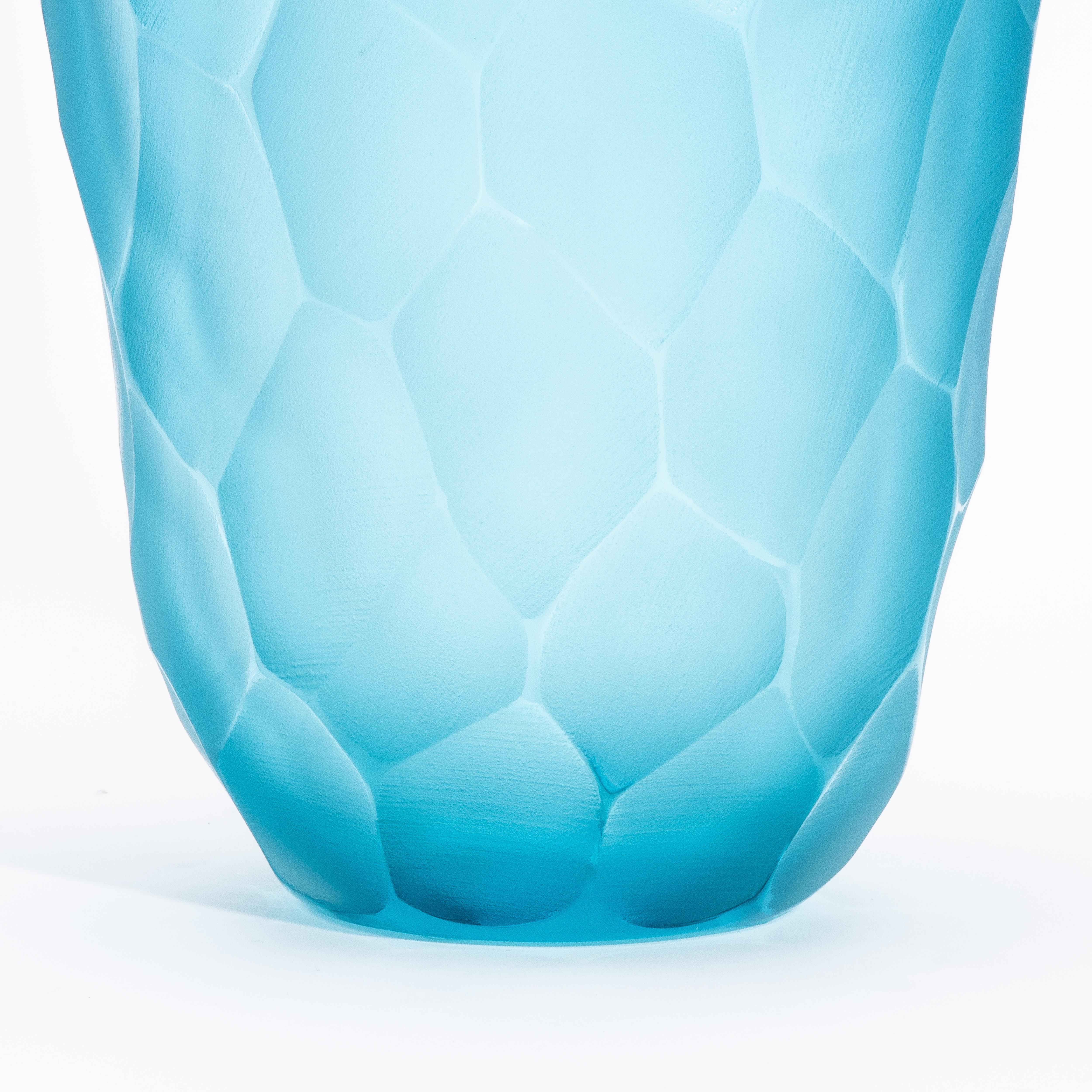 Handgeblasene moderne große Murano-Vase in Aquamarin groß (Muranoglas) im Angebot