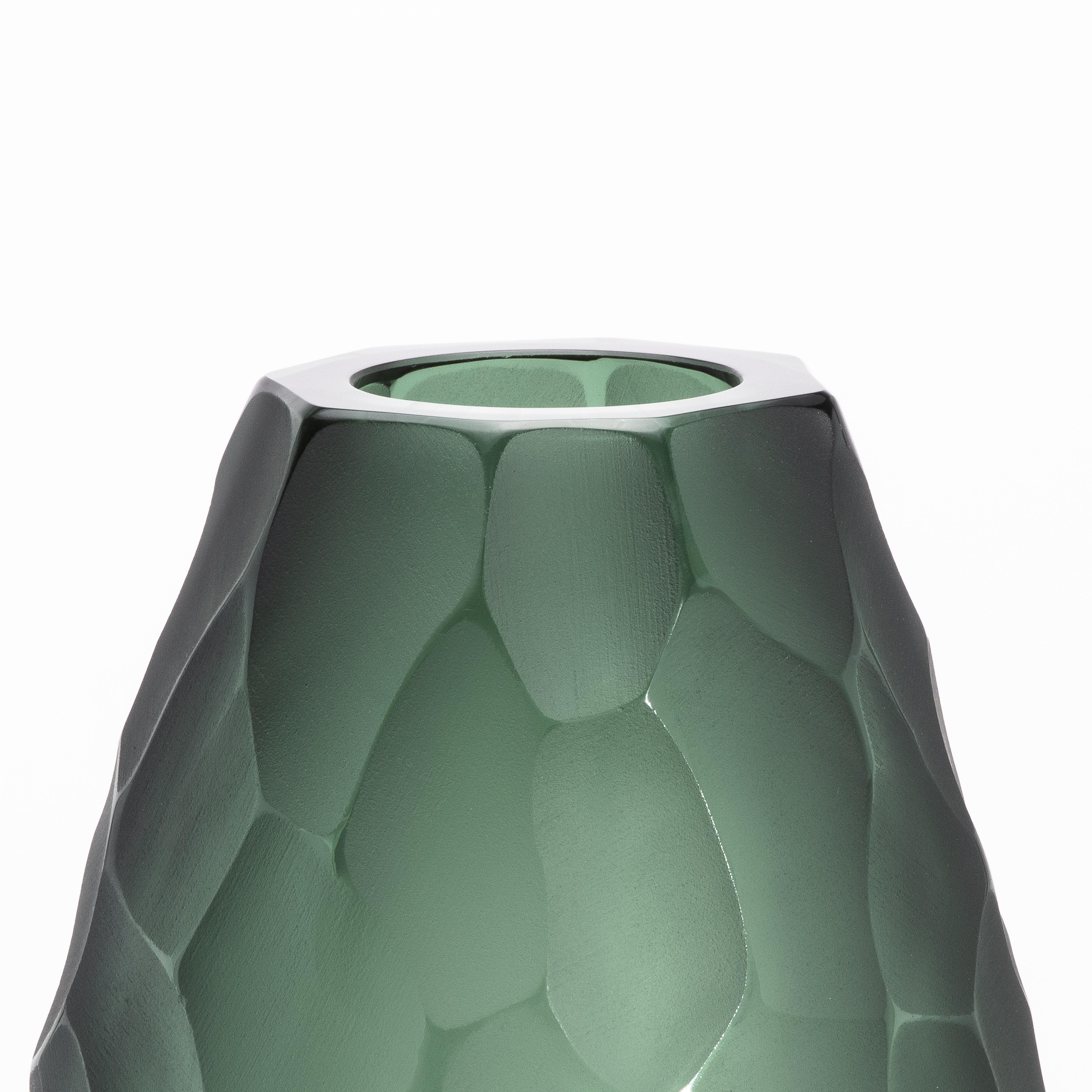 Moderne Grand vase moderne de Murano soufflé à la main en vert eucalyptus en vente