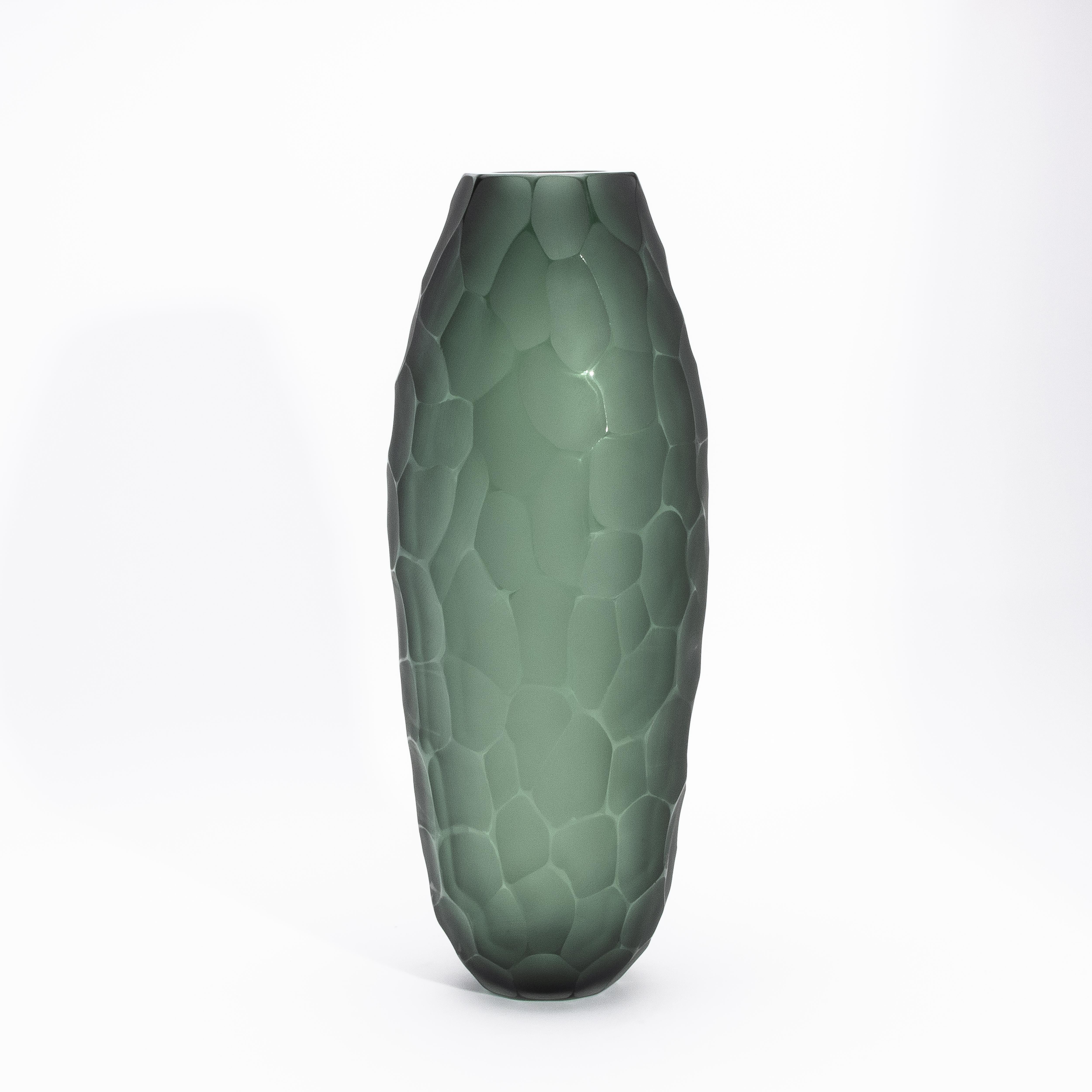 XXIe siècle et contemporain Grand vase moderne de Murano soufflé à la main en vert eucalyptus en vente