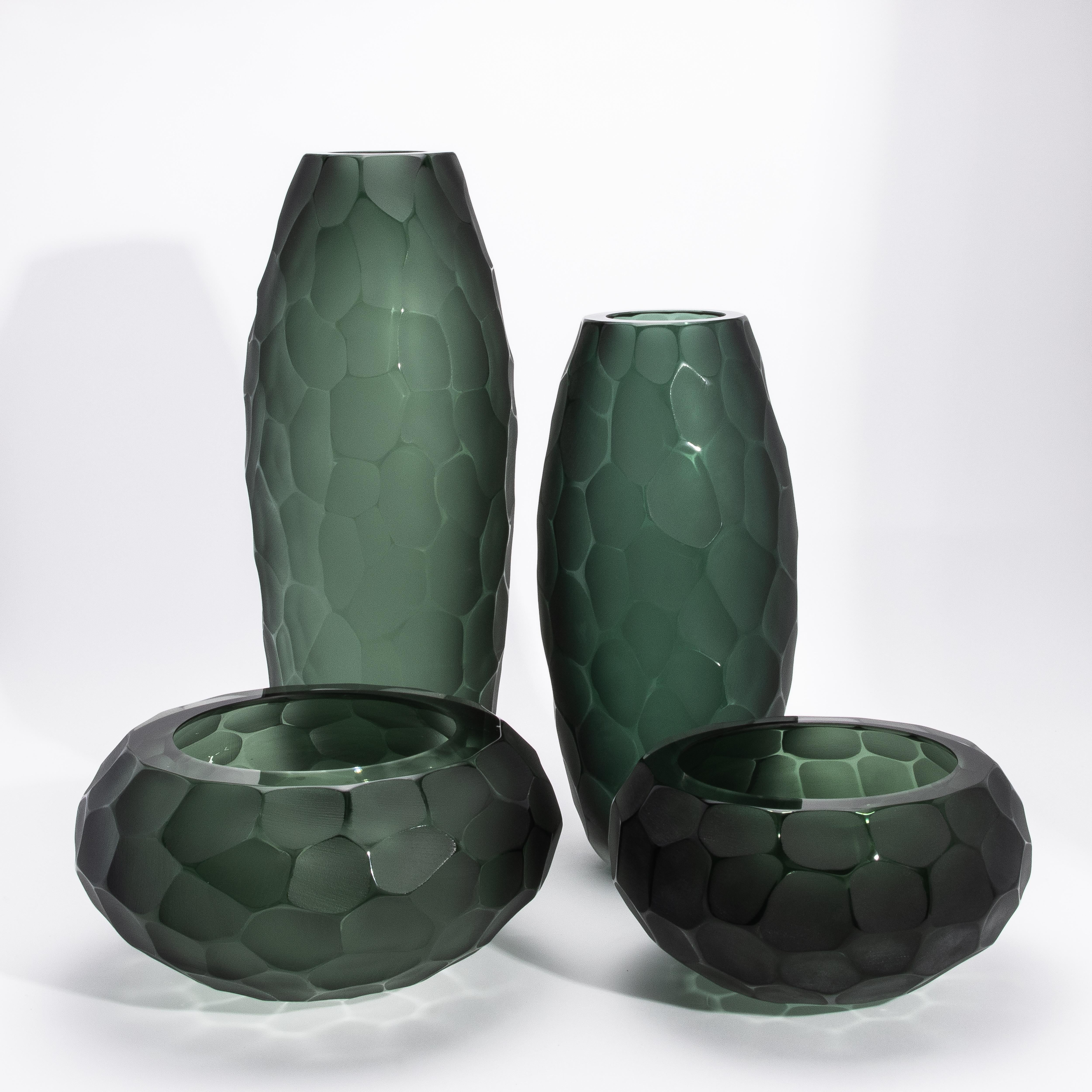 Verre de Murano Grand vase moderne de Murano soufflé à la main en vert eucalyptus en vente