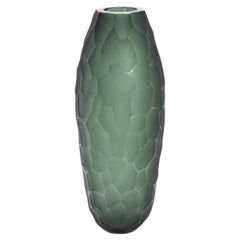 Hand-Blown Modern Tall Murano Vase in Eucalyptus Green Large